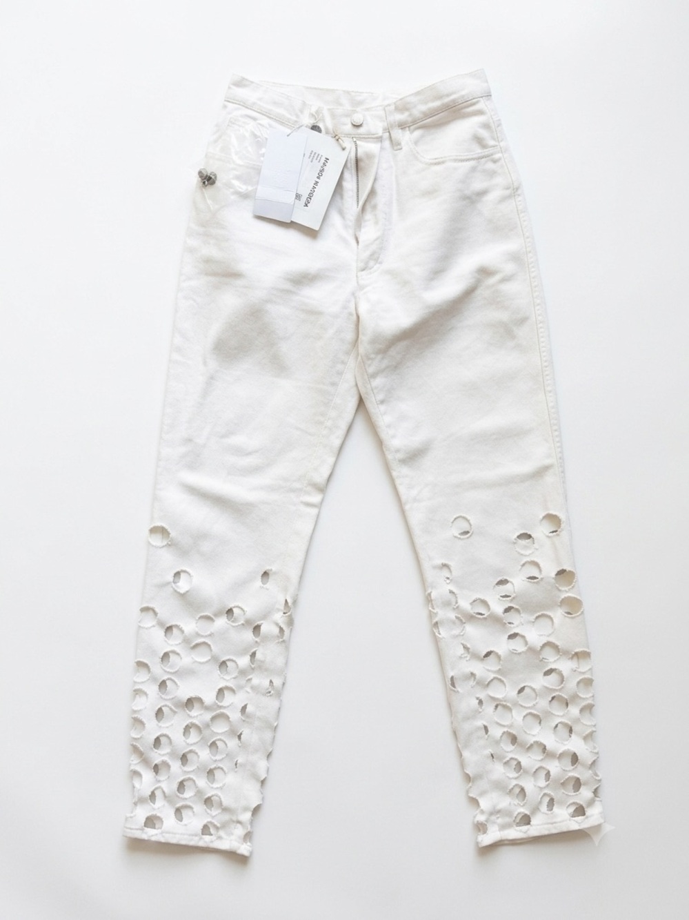 Maison Margiela White Jeans with Distressed Cutouts